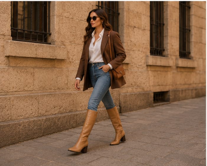 Bota Sophie Toscana Caramelo Cano Alto Salto Madeira - miniatura 2